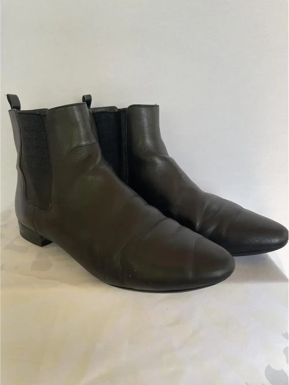 Tory Burch Chelsea Boots Women 8.5 Black Leather Ankle Booties Logo